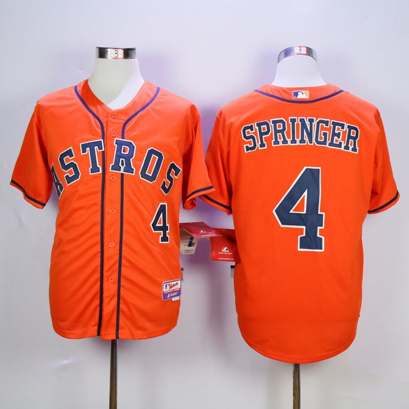 Men Houston Astros 4 Springer Oragne MLB Jerseys